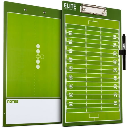 Elite Clipboards Dry Erase Football Coaches Clipboard | Double-Sided Football Coach Marker Board
