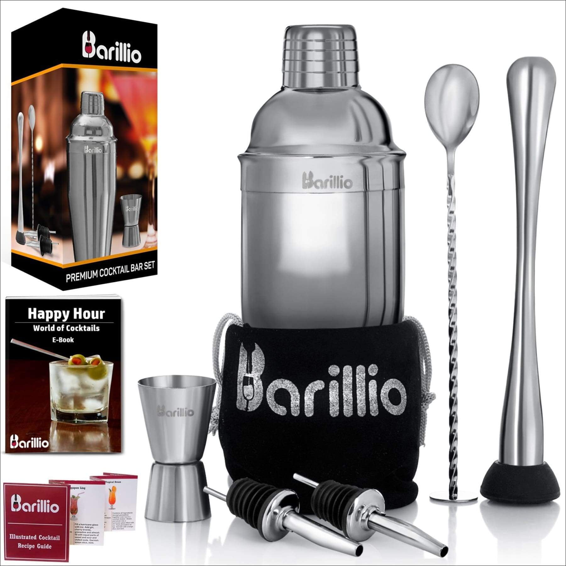 Barillio® Cocktail Shaker Set Drink Mixer (Black) - Barillio