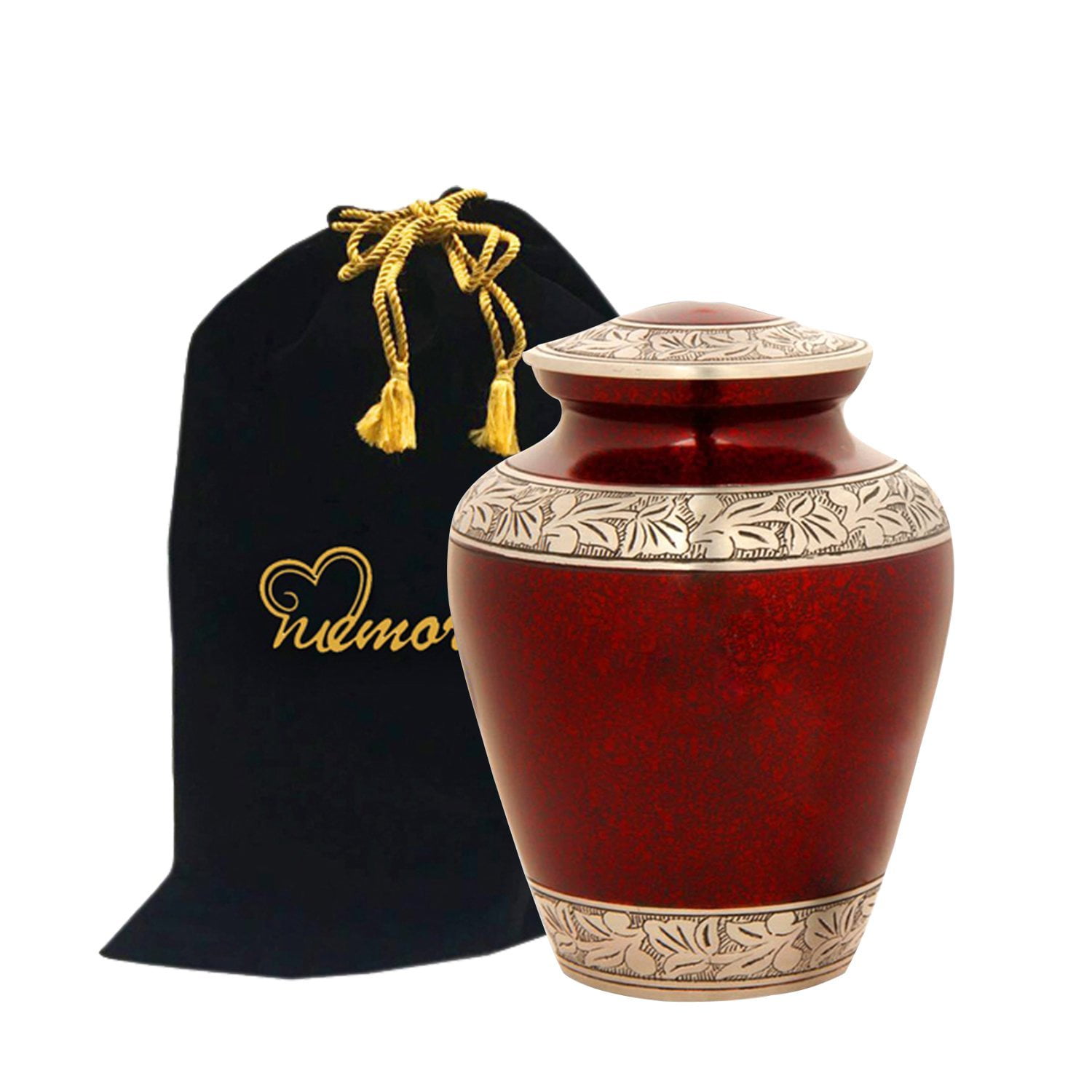 Elite Crimson Cloud and Silver Cremation Urn - Large Crimson Funeral Urn with Free Bag - Handcrafted Adult Crimson Urn for Human Ashes - New ~ Good Deal
