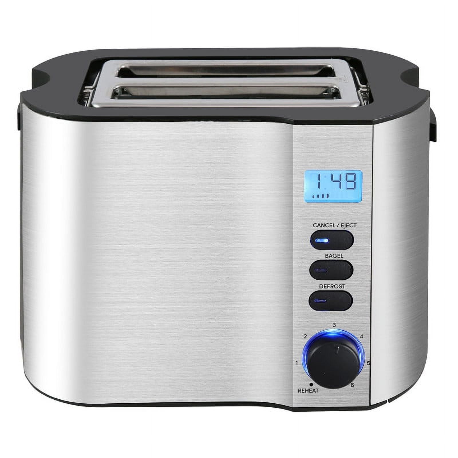 Elite Stainless Steel 2-Slice Digital Toaster with Wide Slots