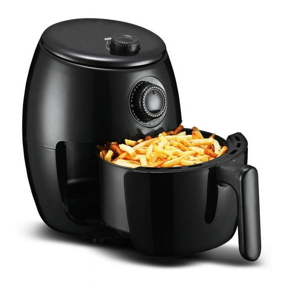 Elite Cuisine EAF2000 2.1qt Hot Air Fryer with Adjustable Timer and Temperature for Oil-free Cooking, Black