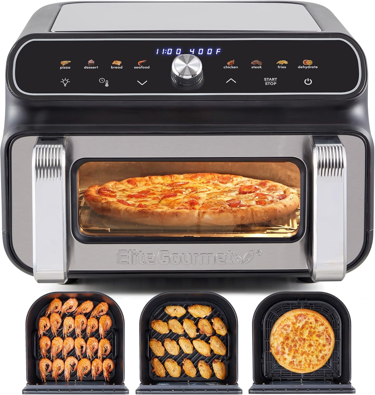 Elite Cuisine EAFL1000 11.5 QT Indoor Grill & Air Fryer Oven