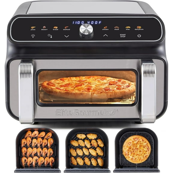 Elite Cuisine EAFL1000 11.5 QT Indoor Grill & Air Fryer Oven