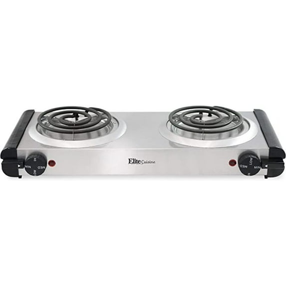 Elite Cuisine EDB-302SS Electric Stainless Steel Double Burner