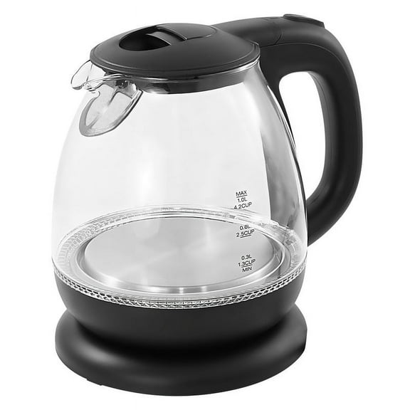 Elite Cuisine EKT0501 1L Electric Glass Water Kettle, Black