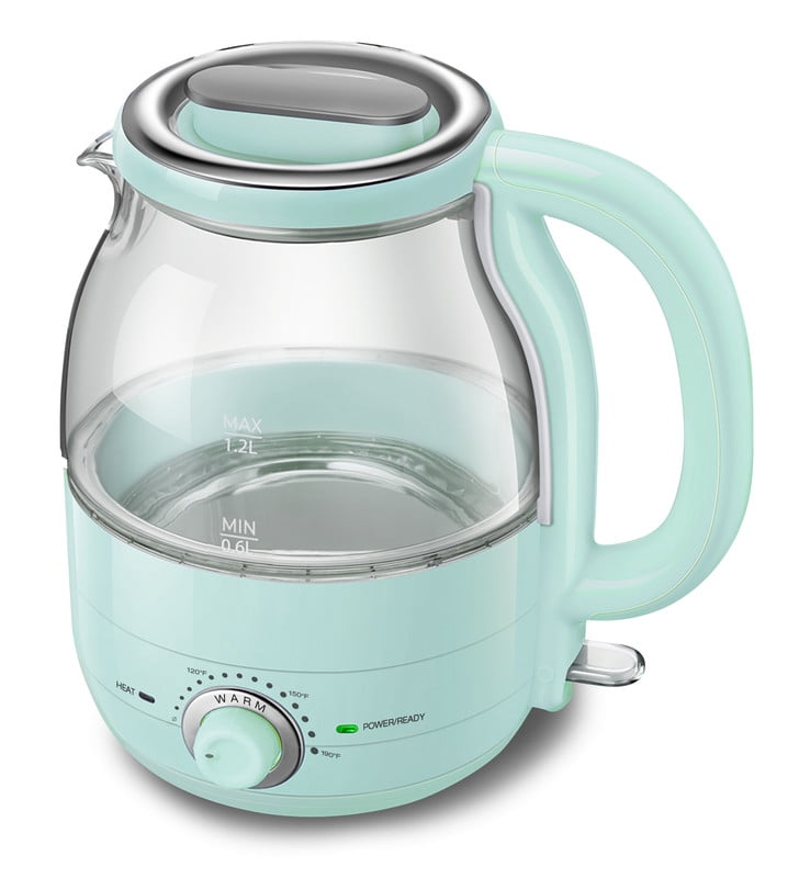 Elite Cuisine EKT2107 1.25Qt Adjustable Temperature Electric Glass Kettle with Keep Warm