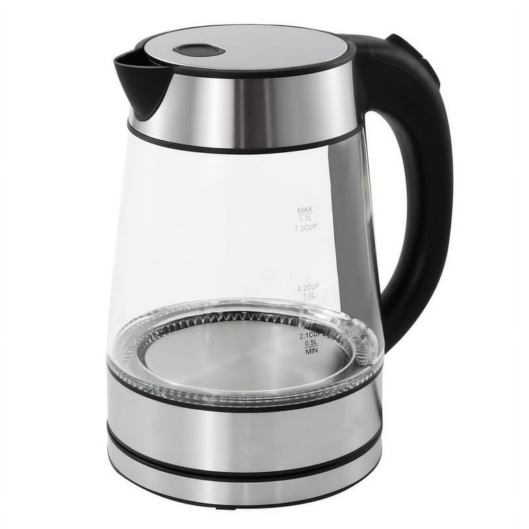 Elite Cuisine EKT605 Cordless Glass Kettle, Stainless Steel
