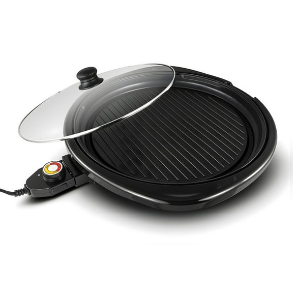 Elite Cuisine EMG508 14-inch Electric BBQ Grill with Tempered Glass Lid