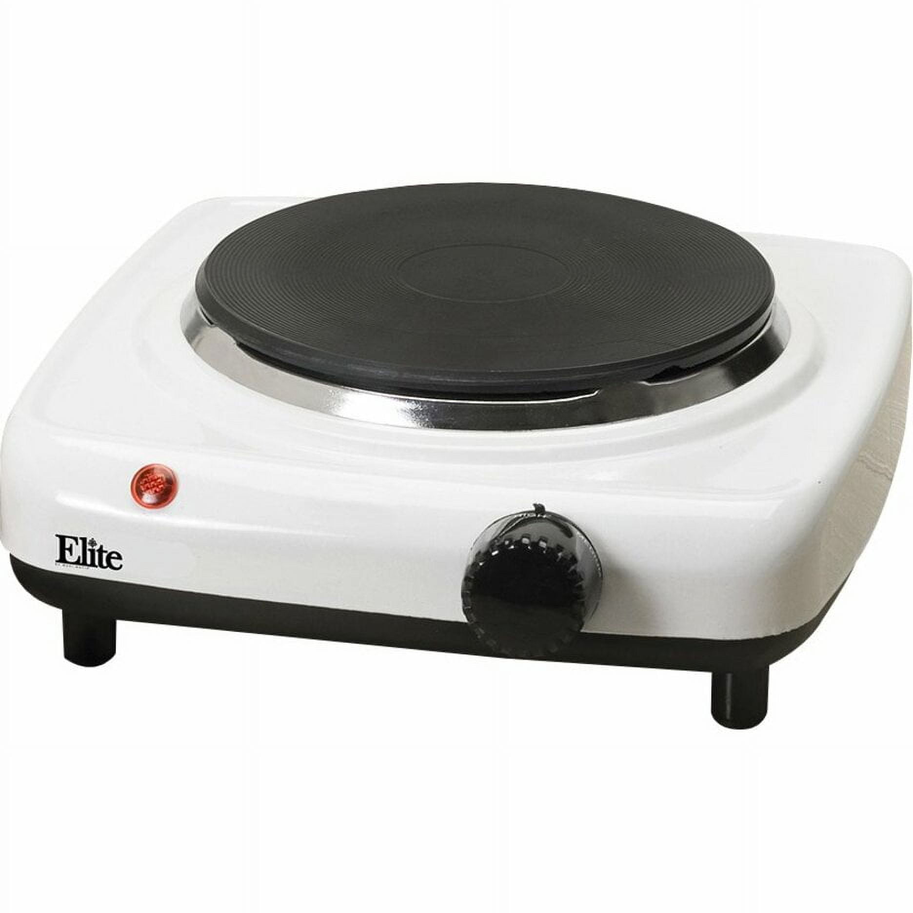 Elite Gourmet ESB-301BF Countertop Single Cast Iron Burner, 1000 Watts  Electric Hot Plate, Temperature Controls, Power Indicator Lights, Easy to