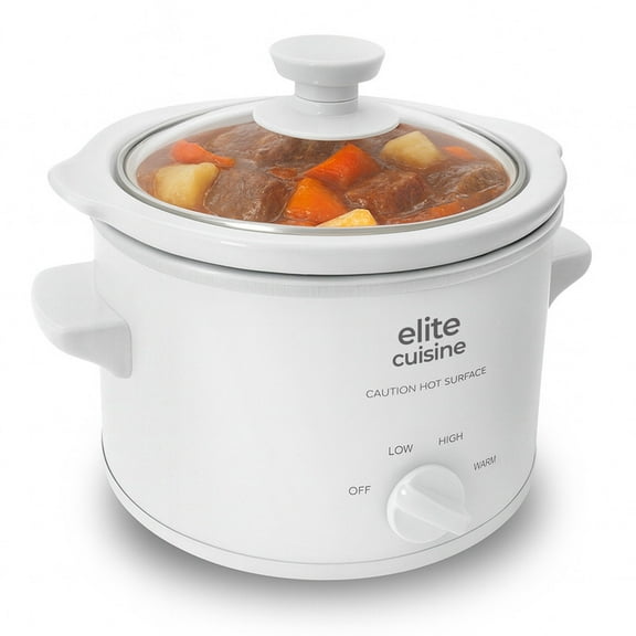 Elite Cuisine MST526 1.5Qt. Mini Slow Cooker with Adjustable Settings and Keep Warm