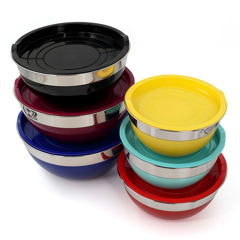 Vibrant Stainless Steel Mixing Bowl Set with Lids, 12-Piece