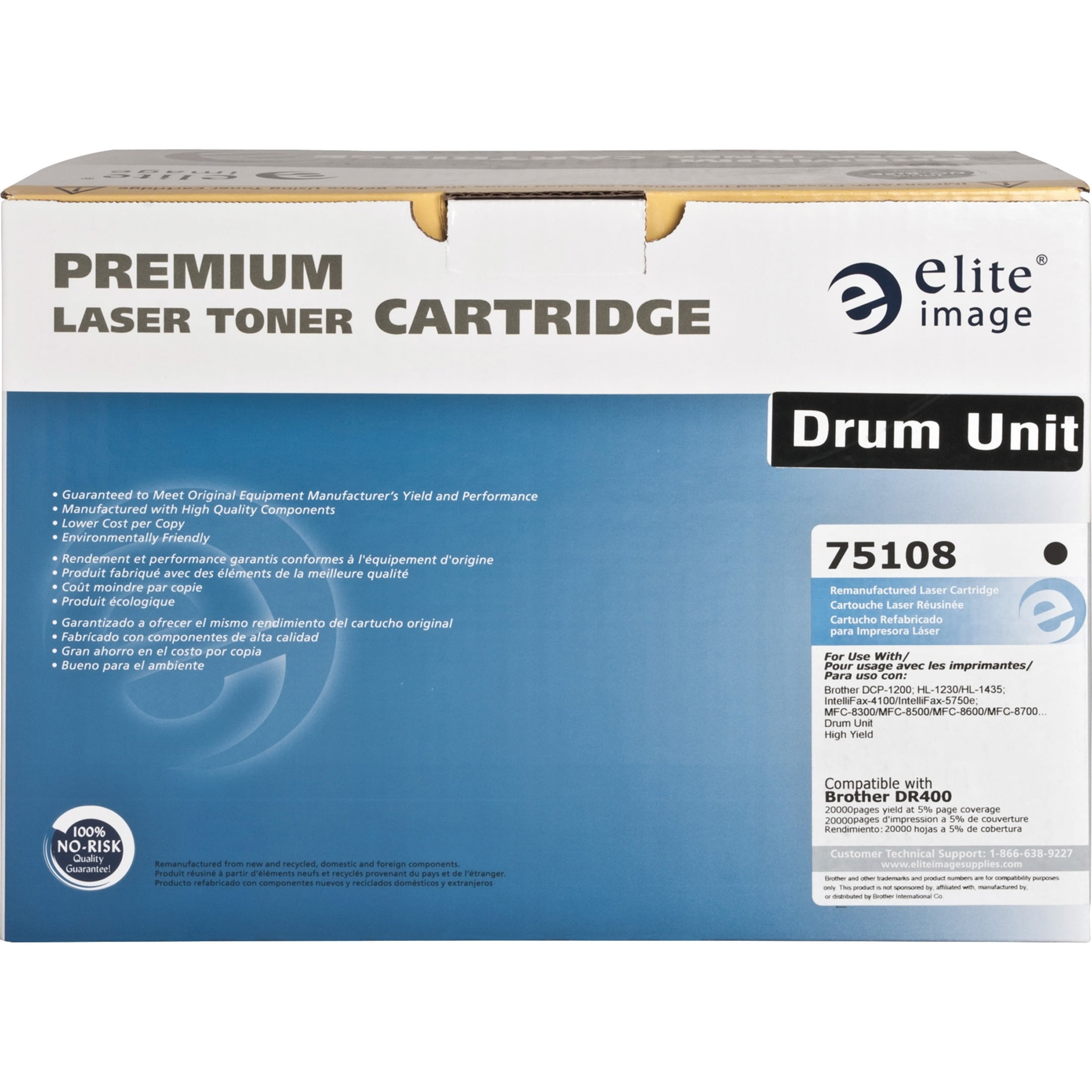 Elite Image, ELI75108, 75108 Remanufactured Brother DR400 Drum Unit, 1 Each