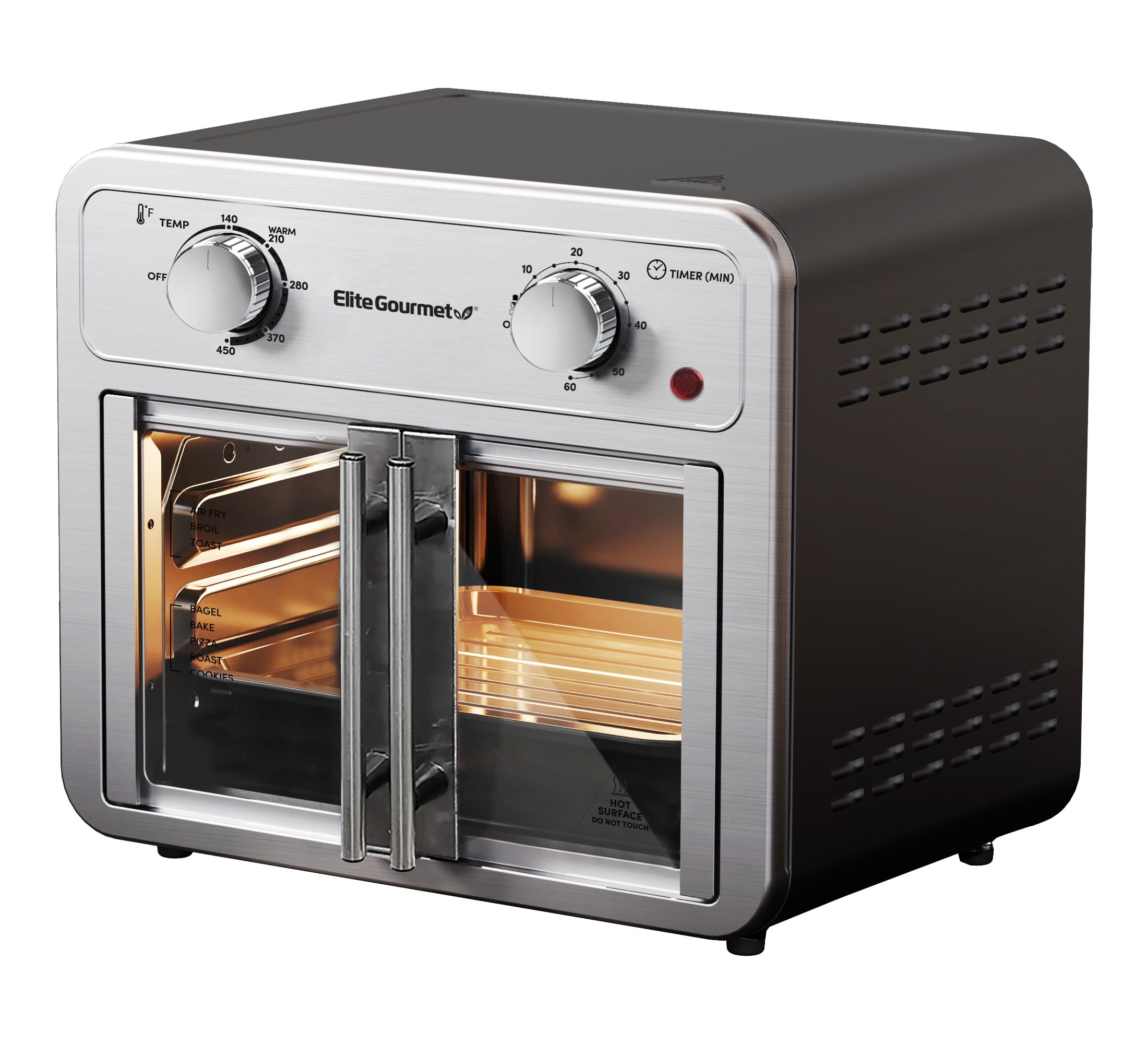 Elite Eaf1222ss Stainless Steel Air Fryer Double French Doors 12L Cap Silver