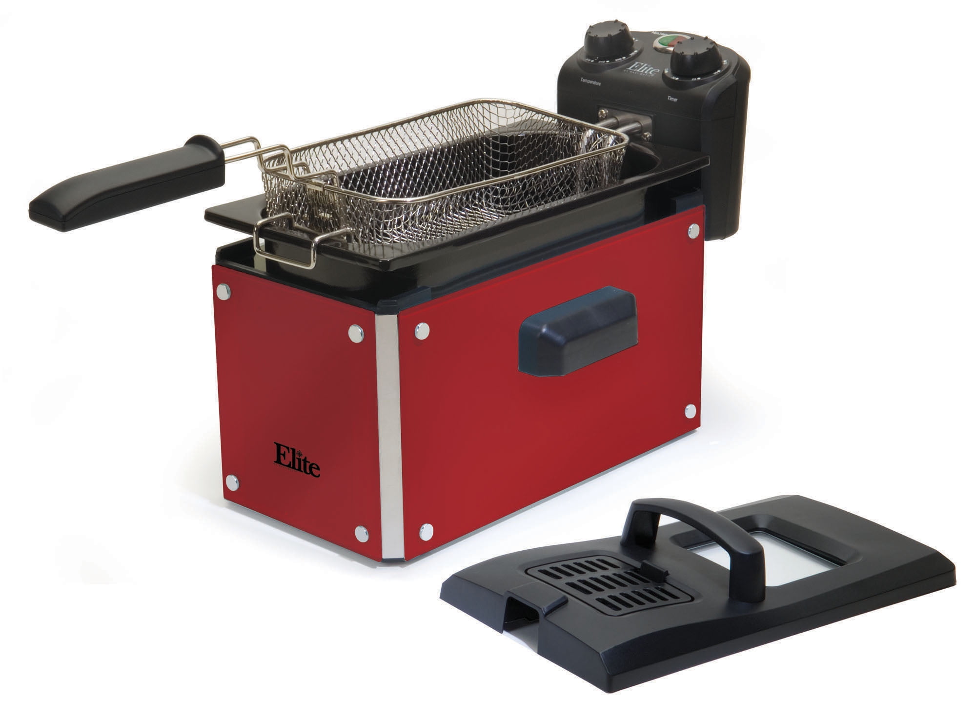Elite EDF3500GR 3.5Qt. Full Immersion Deep Fryer, Red