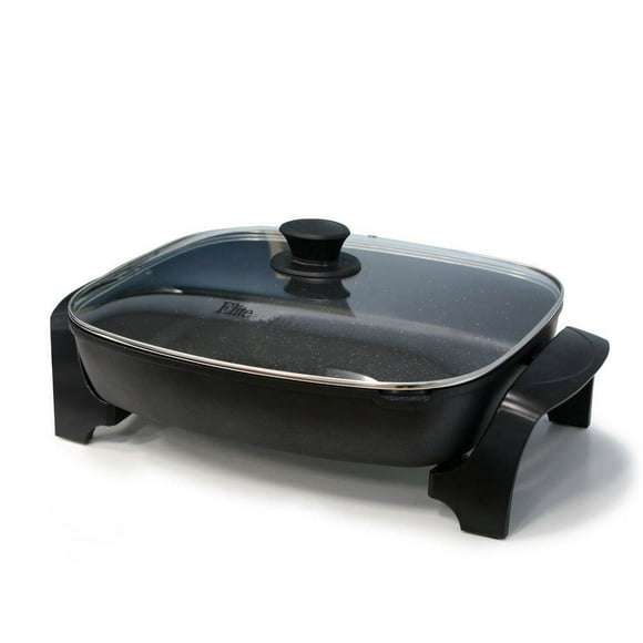 Elite EG-6203 10.5-Quart Jumbo Electric Skillet with Easy-Pour Spout, Black