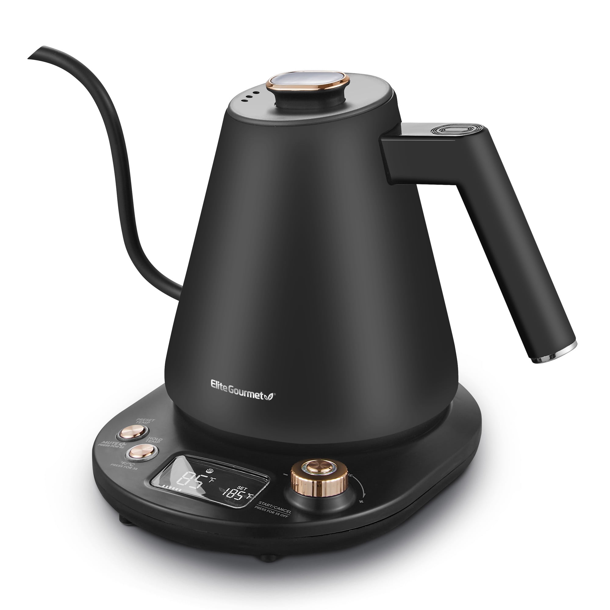 Elite Matte Black 1L Digital Gooseneck Electric Kettle