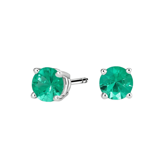 Elite Emerald Earrings - 925 Sterling Silver Natural Emerald Stud Earrings 2mm, Beautiful Emerald Earrings Studs for Women