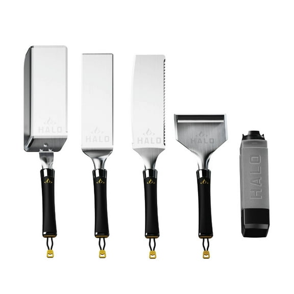 HALO 5-Piece Elite Essentials Griddle Tool Kit with Spatula, Scraper, and Bottle