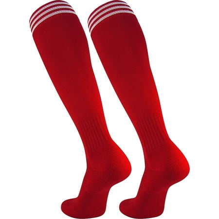 Elite Finale 3 Stripe Soccer Socks (Cardinal/White, Large)