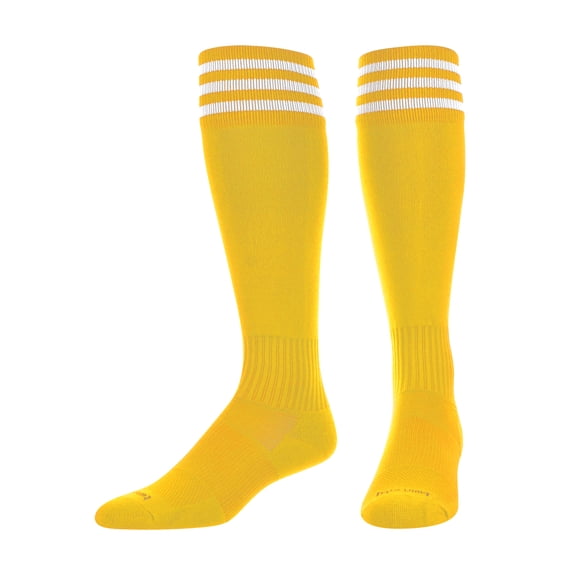 Elite Finale 3 Stripe Soccer Socks (Gold/White, Medium)