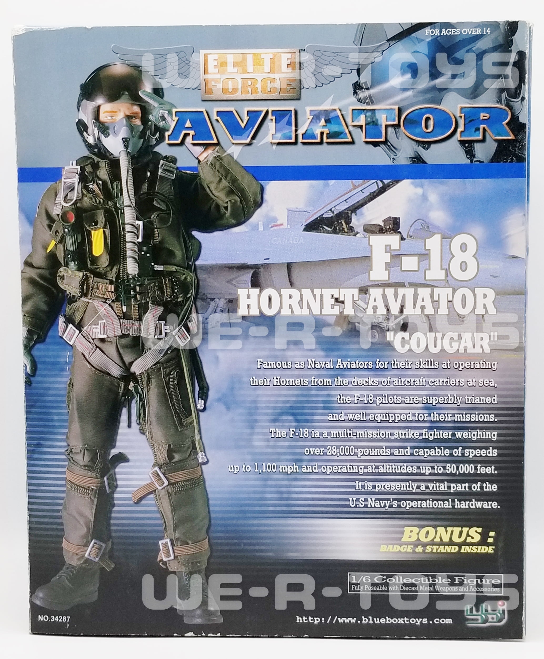 Elite Force F-18 Hornet Aviator Cougar Action Figure w/ Badge