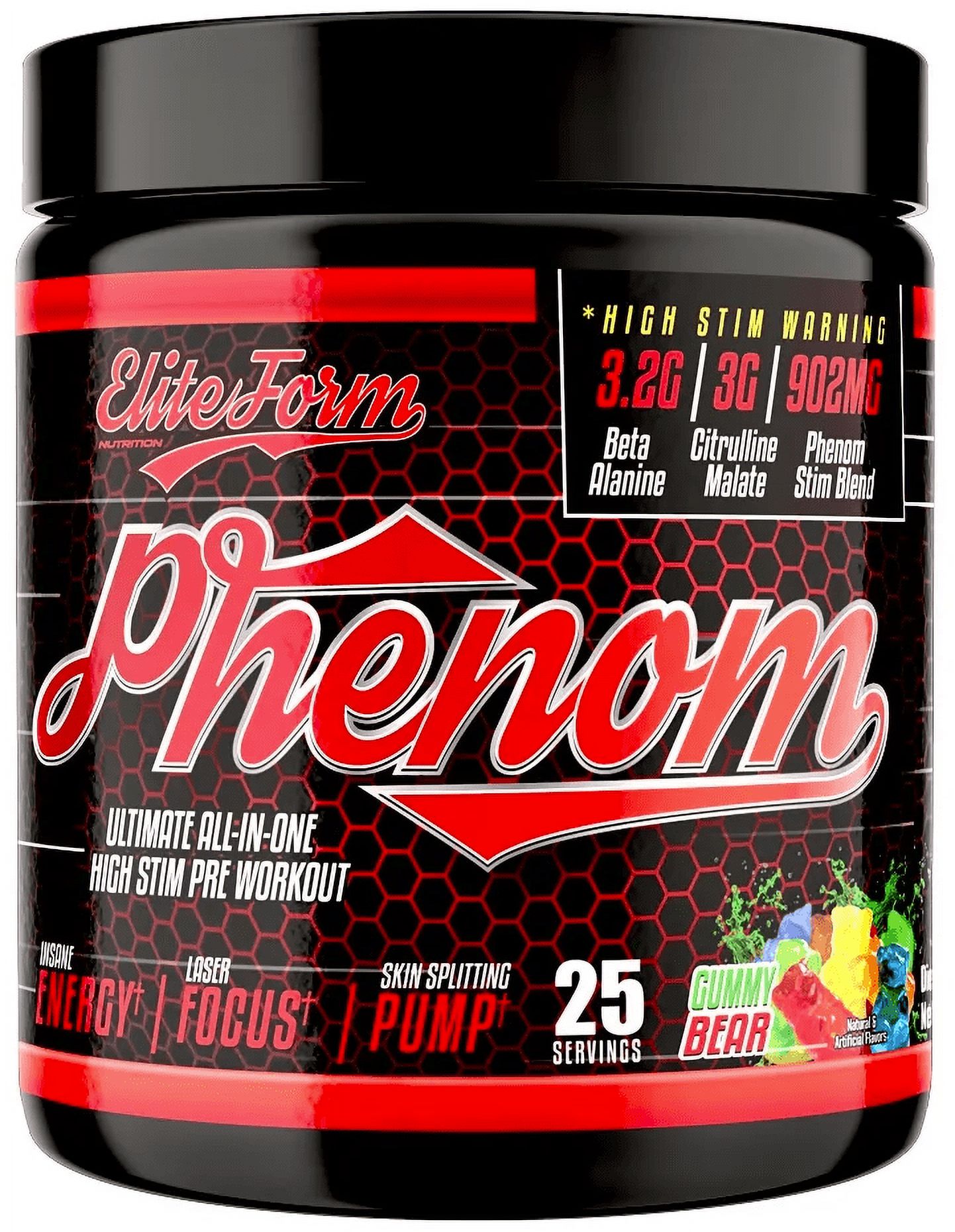 Elite Form Phenom Preworkout, Gummy Bear