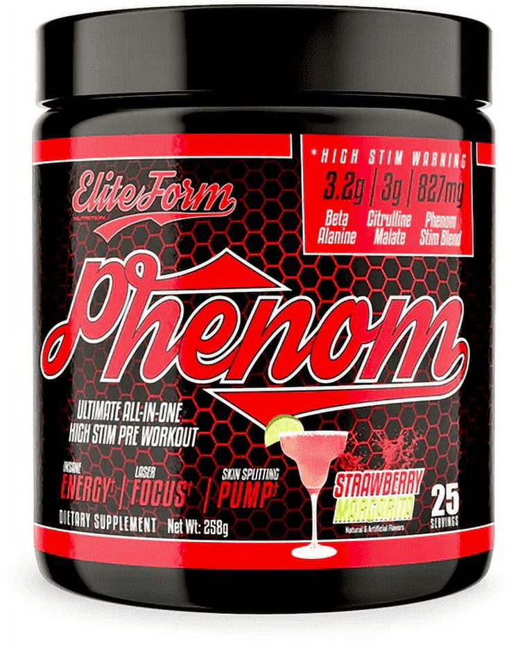 Elite Form Phenom Preworkout, Strawberry Margarita Flavor