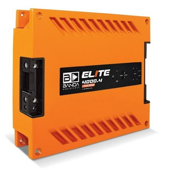 Elite Four Channel 1000W Max & 2 Ohm Car Audio Amplifier with Highpass Filter & Low Pass Filter - Orange