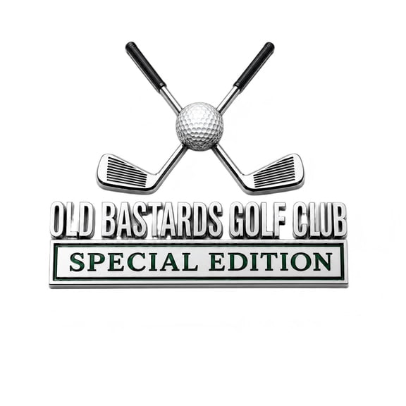 Elite Golf Club Emblem, Old Bastards Special Edition Chrome Car Badge Sticker, Crossed Golf Clubs Pattern Vehicle Decal for Cars Trucks, Golf Lover Gift