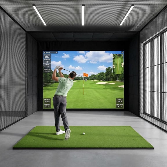 Elite Golf Training Mat 5x4ft, 26mm Extra Thick High-Elasticity Turf, All-in-One Practice Aid for Garage Simulator, Chipping, Driving, and Putting (Only Mat)
