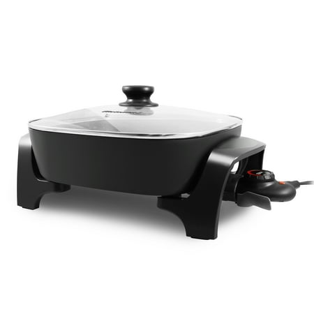 Elite Gourmet - 12" Electric Skillet with Glass Lid - Black
