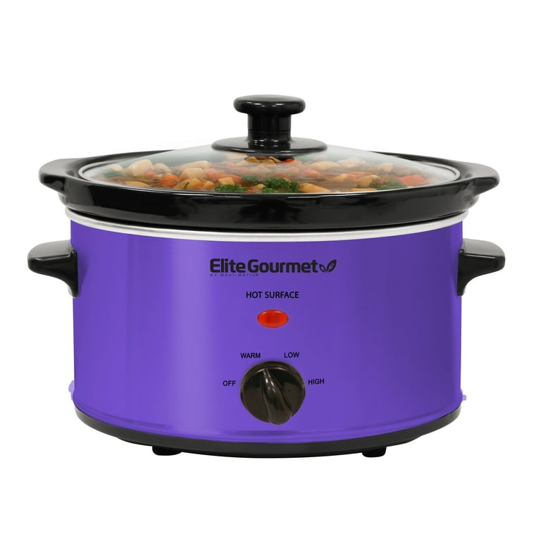 Elite Gourmet 2 Qt Oval Slow Cooker Purple