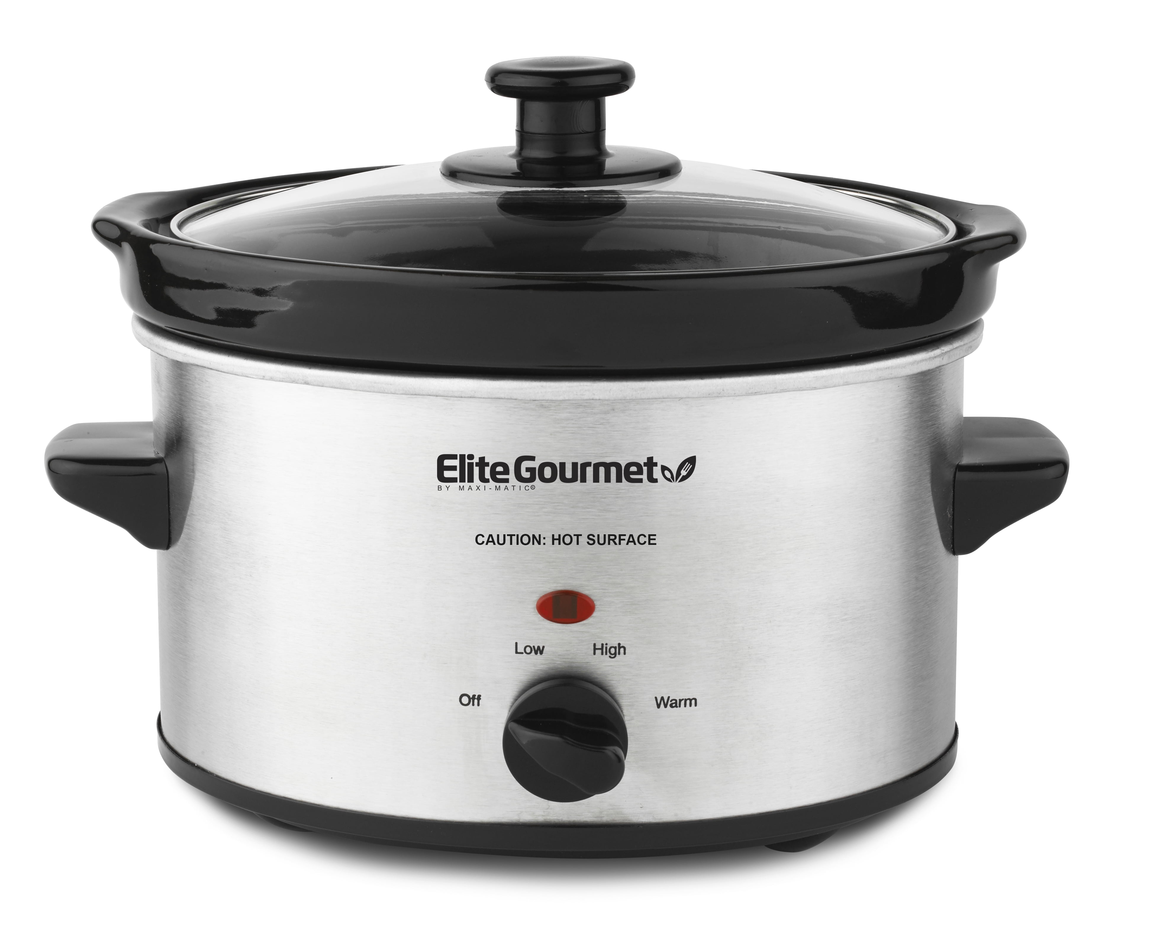 New Elite Gourmet MST239X 2 Quart Slow Cooker Crock Pot w/ Glass Lid
