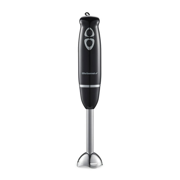 Elite Gourmet 2-Speed 500W Hand Blender with Detachable Wand, Black & Stainless Steel
