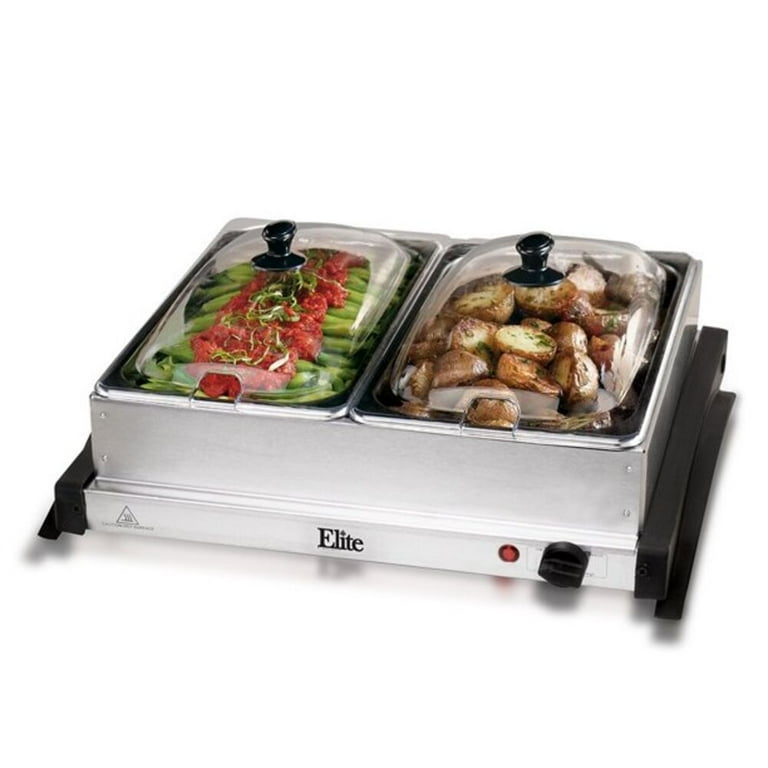 5 Qt. Stainless Steel Buffet Server with Two Warming Crocks 5 Qt. Stainless Steel Buffet Server with Two Warming Crocks