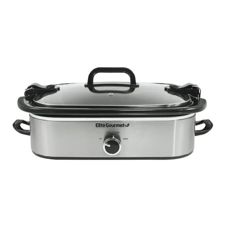Elite Gourmet - 3.5Qt. Casserole Slow Cooker with Locking Lid - Stainless Steel