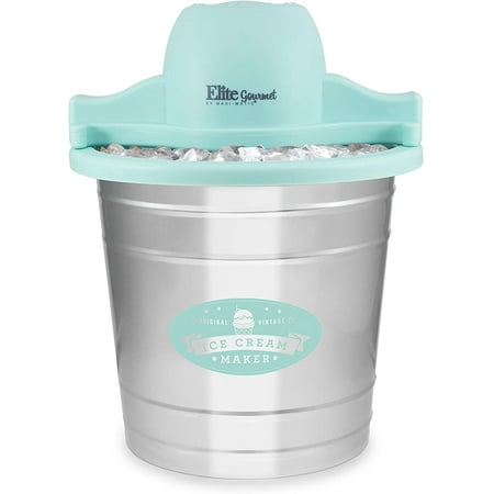 Elite Gourmet - 4qt Old Fashioned Electric Ice Cream Maker - Light Blue