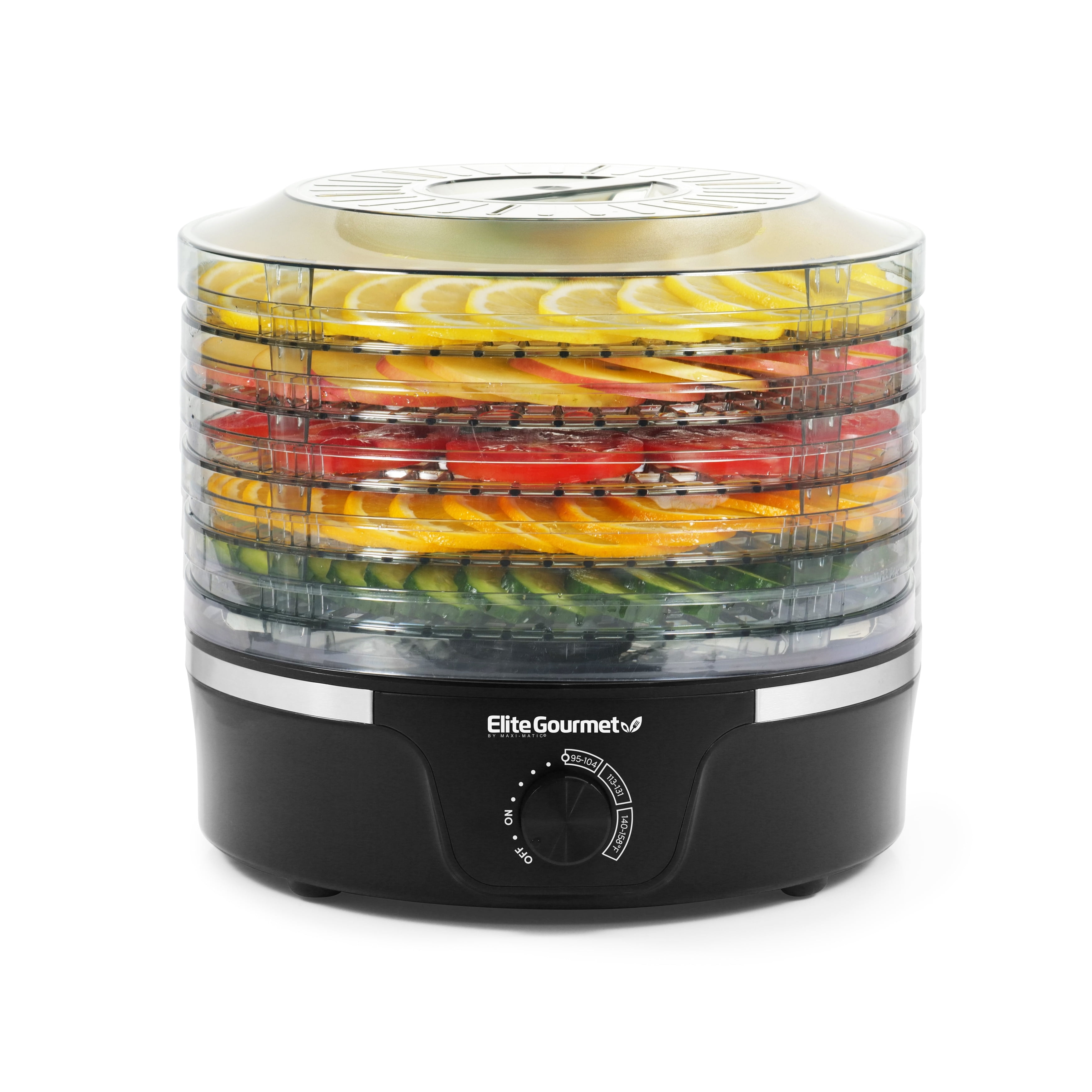 Elite Gourmet Black 5-Tier Adjustable Temperature Food Dehydrator