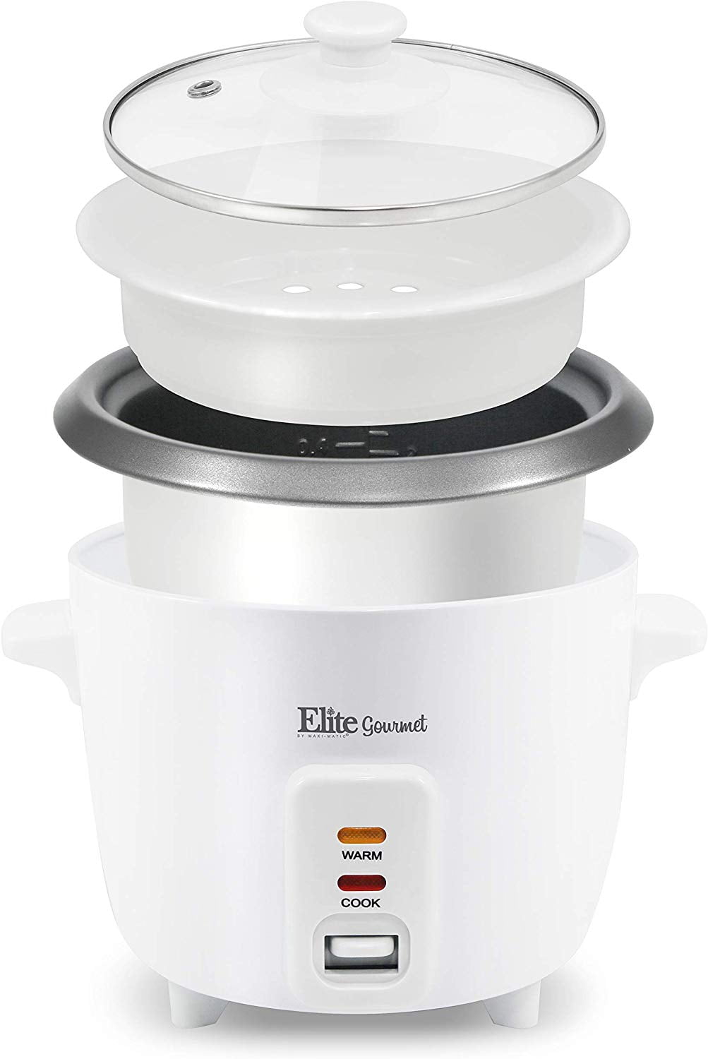Elite Gourmet 10-Cup Rice Cooker with Stainless Steel Cooking Pot