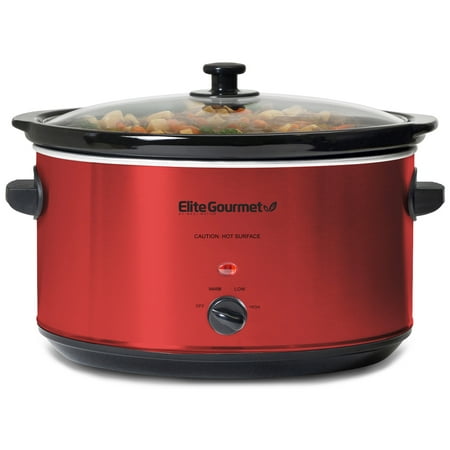 Elite Gourmet - 8.5Qt. Stainless Steel Slow Cooker - Red
