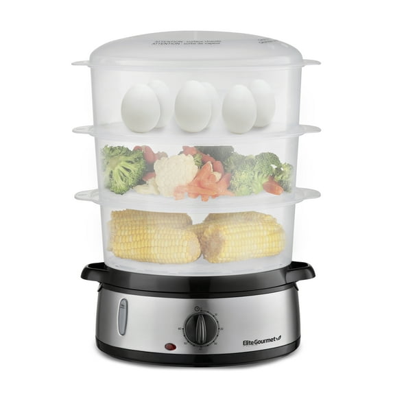 Elite Gourmet 9-Quart Stainless Steel 3-Tier Food Steamer