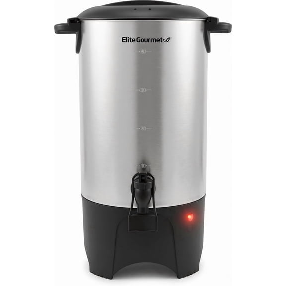 Elite Gourmet CCM040X 40 Cup Electric Hot Water Coffee Brewer Urn, Removable Filter For Easy Cleanup, Two Way Dispenser with Cool-Touch Handles, Stainless Steel