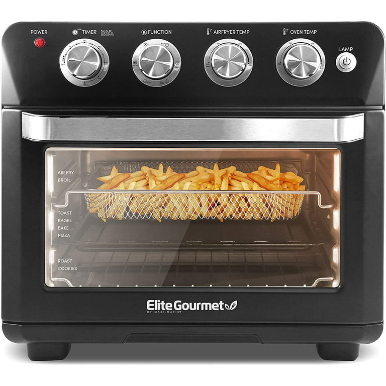 Elite Convection Air Fry Oven Featuring PFAS-Free Nonstick, Black