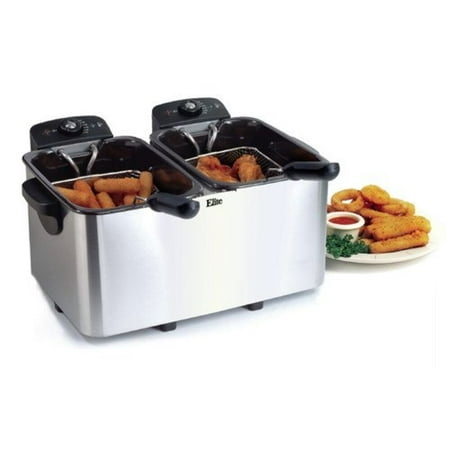 Elite Platinum - 8 qt. Dual-Basket Deep Fryer - Stainless-Steel