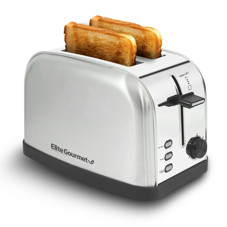 Elite Gourmet 2-Slice Stainless Steel Toaster, Wide Slots