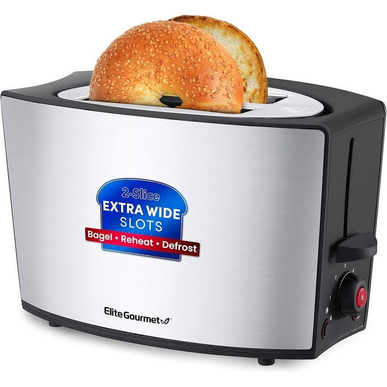 Elite Gourmet ECT2428 New Stainless Steel 2-Slice Toaster