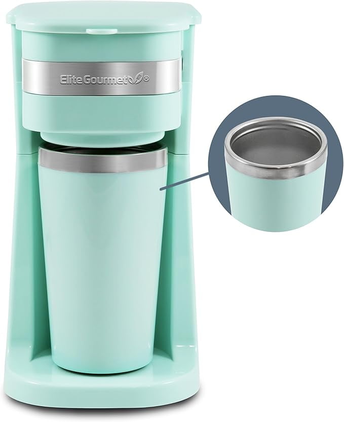 Mint 14-Ounce Personal Coffee Maker with Stainless Steel Travel Mug