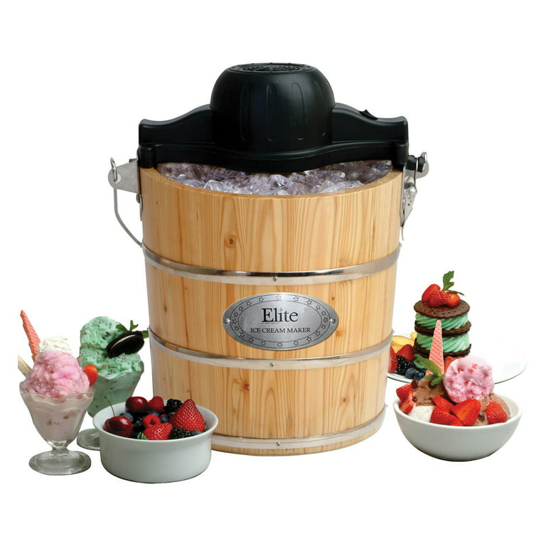 Elite Gourmet Old Fashioned 4-Qt. Electric/Manual Ice Cream Maker