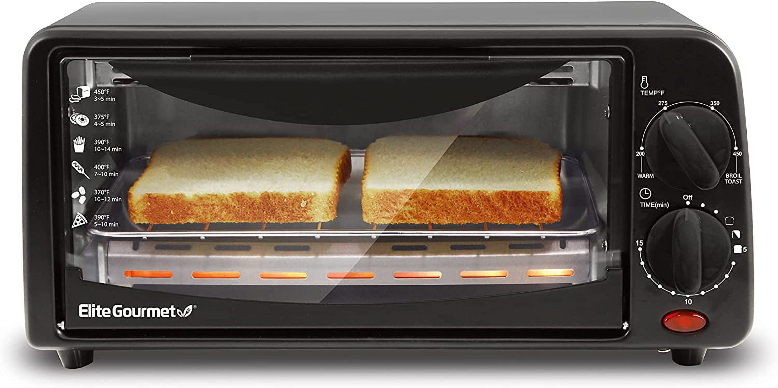 Elite Gourmet ETO236 Personal Compact 2 Slice Countertop Toaster Oven