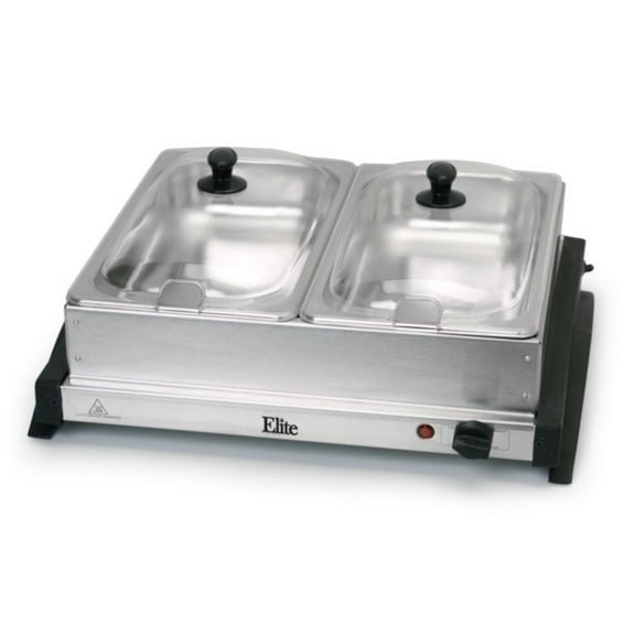 Elite Gourmet EWM-6122 Dual Tray Buffet Server, Stainless Steel